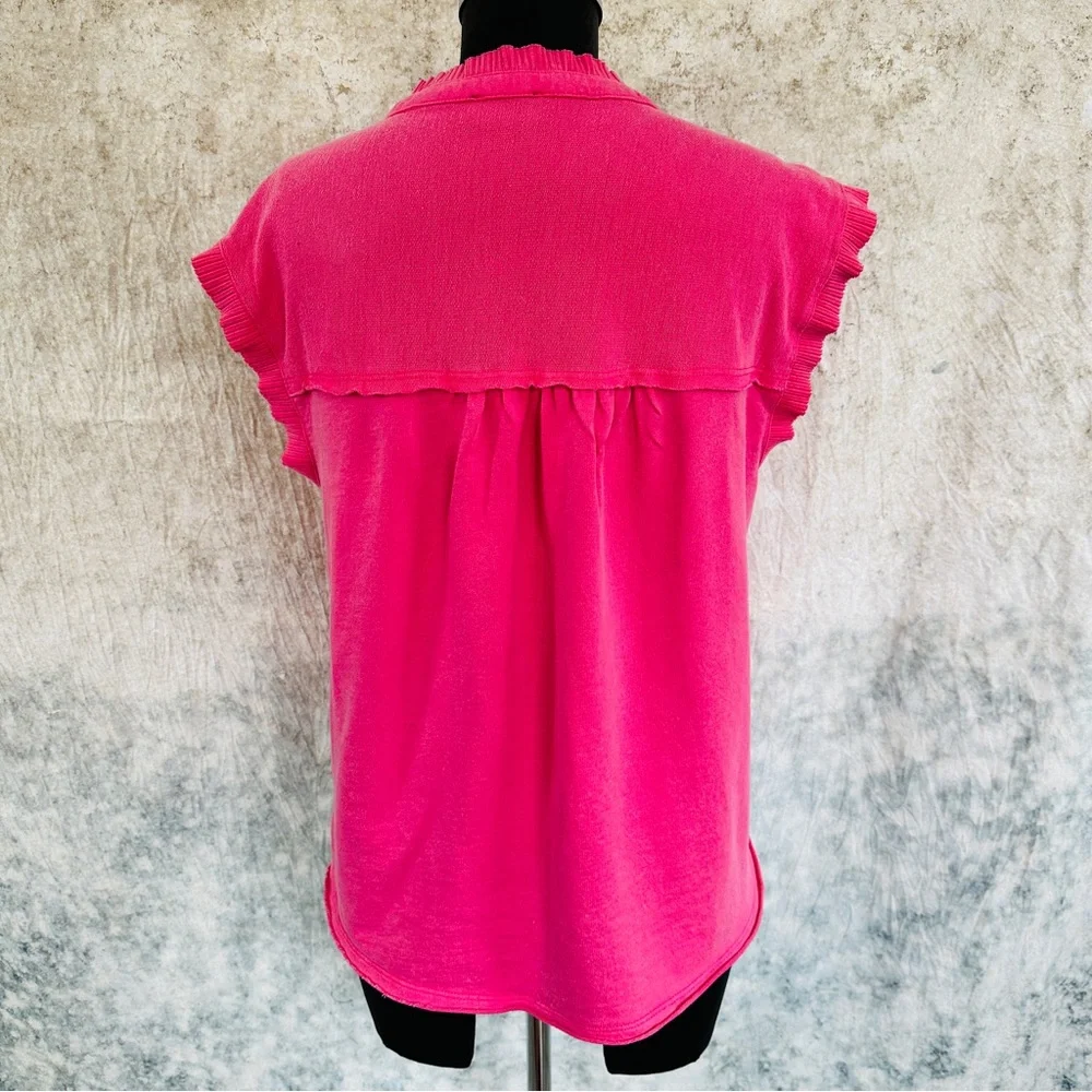 Fate pink raw edge ruffled top - Picture 5 of 7